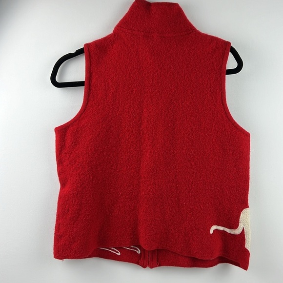 Vintage Red TanJay Full Zipper with black & white appliques pompom tassle - Picture 4 of 11